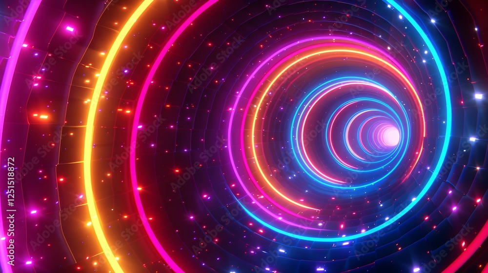 Obraz premium A colorful spiral with neon lights
