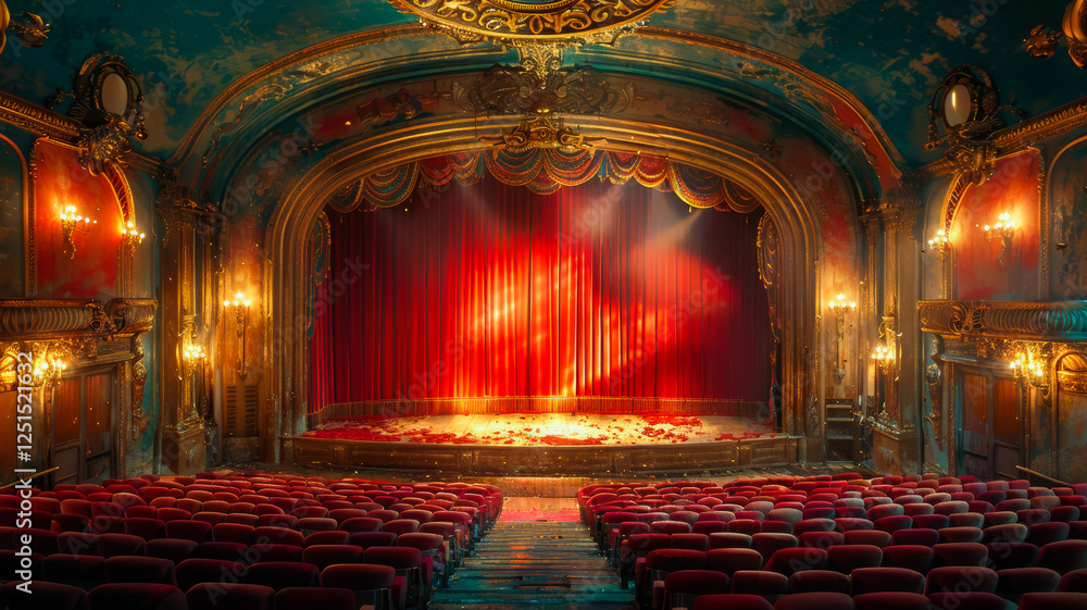 Obraz premium The Exquisite Interior of a Vintage Cinema