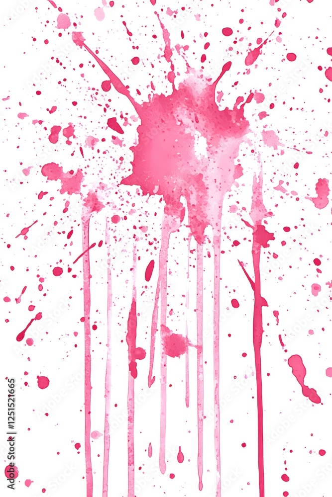 Naklejka premium Watercolor splash in pink hues creating a vibrant artistic expression on a white canvas