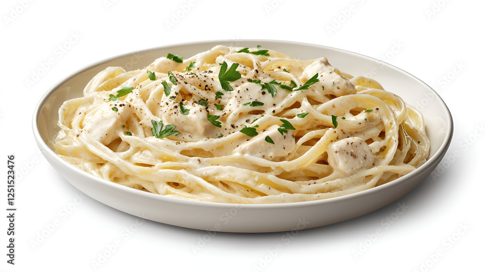 Creamy pasta dish with chicken: A tantalizing fusion of tender poultry and rich sauce atop perfectly cooked noodles. Creamy pasta dish with chicken: A tantalizing fusion of tender poultry and rich sauce atop perfectly cooked noodles.