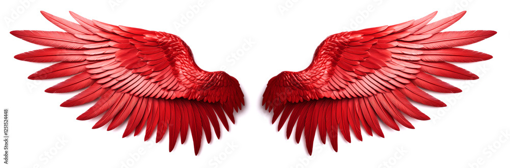 Obraz premium 赤い翼。白背景。(red wings on white background.)