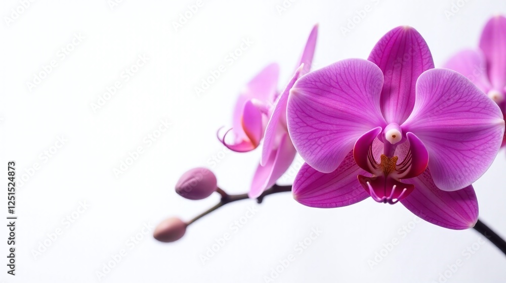 Obraz premium Vibrant purple orchid blooms with intricate details.