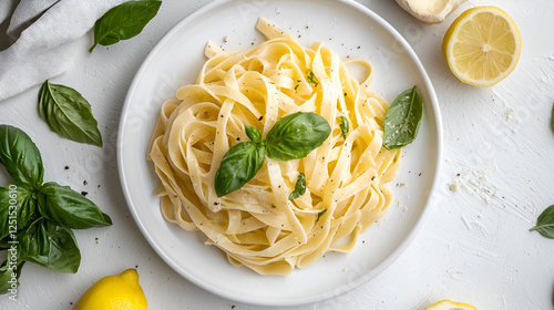 Elegant pasta dish with fresh basil and lemon. A simple, flavorful, and beautifully plated Italian classic.