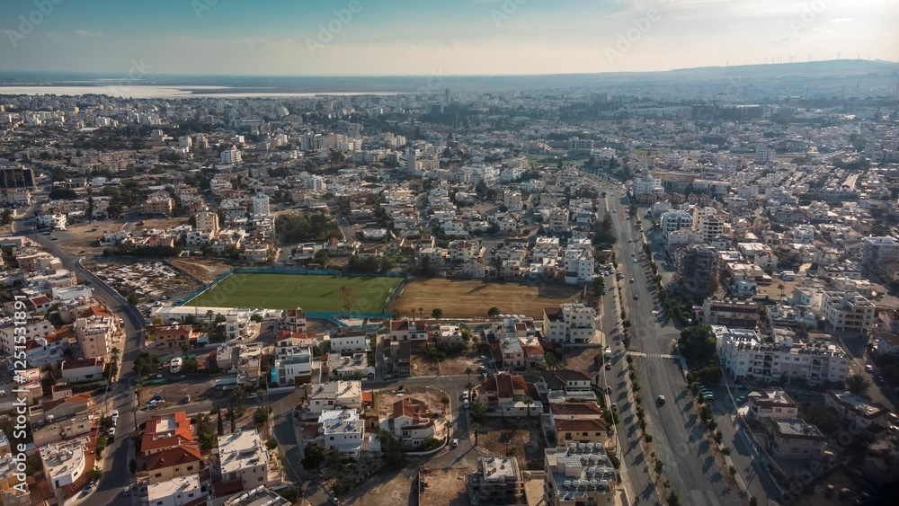 Fototapeta premium Aerial view of urban landscape in Larnaca, Cyprus.