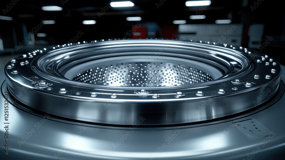 close up view of washing machine drum showcasing its metallic surface and perforated design, emphasizing cleanliness and modern technology close up view of washing machine drum showcasing its metallic surface and perforated design, emphasizing cleanliness and modern technology