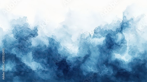 Hazy Watercolor Splash in Shades of Blue and Gray for Ethereal Abstract Design Concepts photo