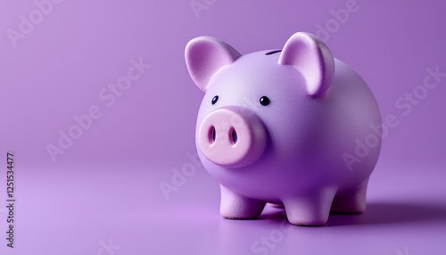 Piggy Bank on Purple Background Savings and Investment Concept Illustration