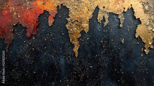 Dramatic Layered Paint Splashes in Dark Metallic Hues with Bold Texture