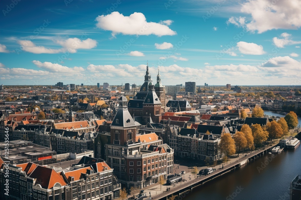 Fototapeta premium Amsterdam Skyline Aerial View 