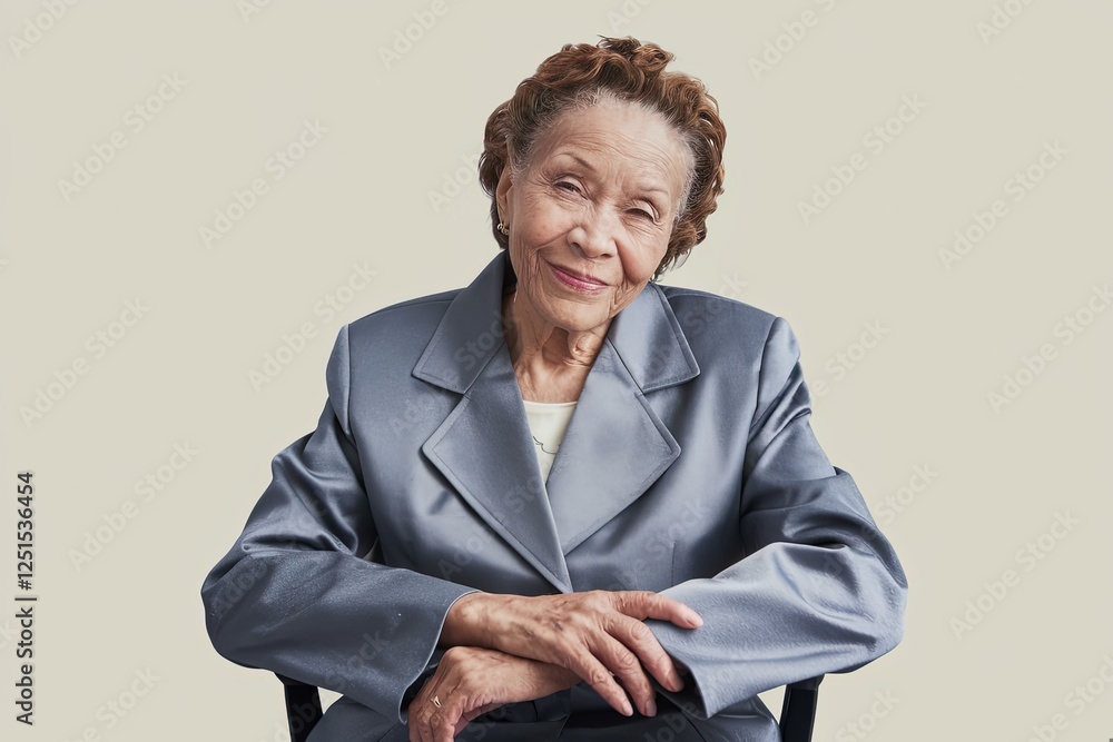 Smiling Elderly Woman Light Gray Blazer - Confidence Aging Smiling Elderly Woman Light Gray Blazer - Confidence Aging