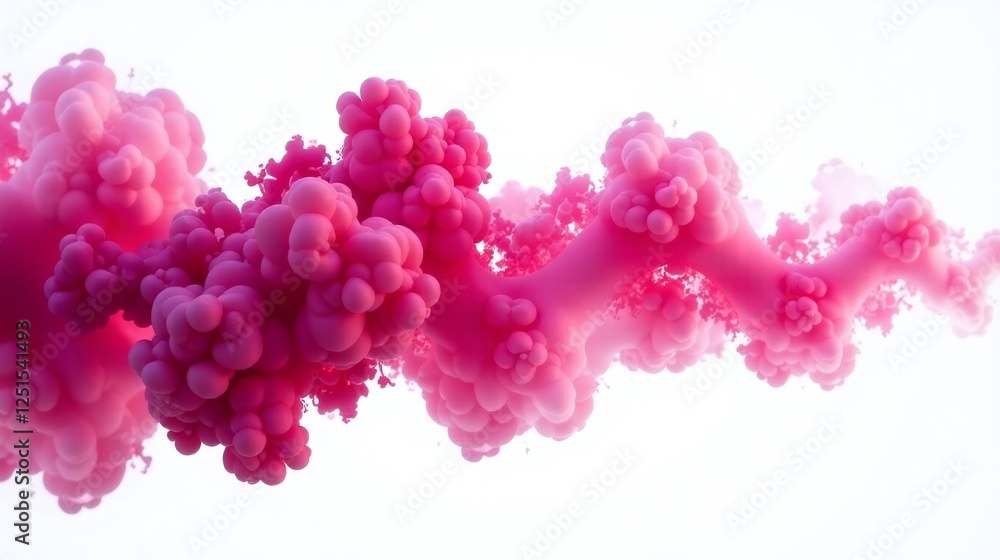 Fototapeta premium Viscous pink formations spiral across a luminescent expanse.
