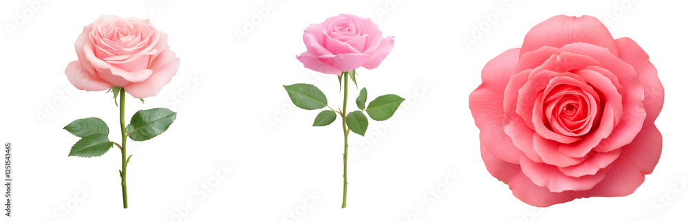 Fototapeta premium Beautiful Roses in Varied Shades and Styles Isolated on transparent background
