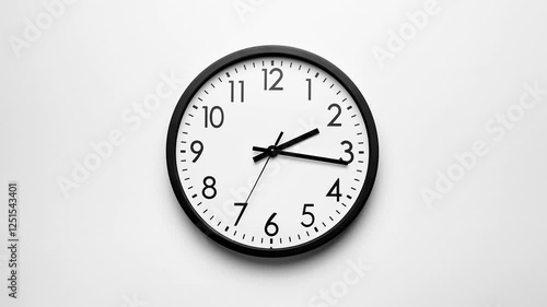 Classic wall clock. Clock face on white background. Time lapse. Time running fast. Analog clock. Wall clock show running time. Close up in 4K, UHD