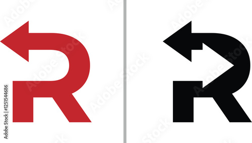 letter r arrow logo, letter r arrow icon, vector file