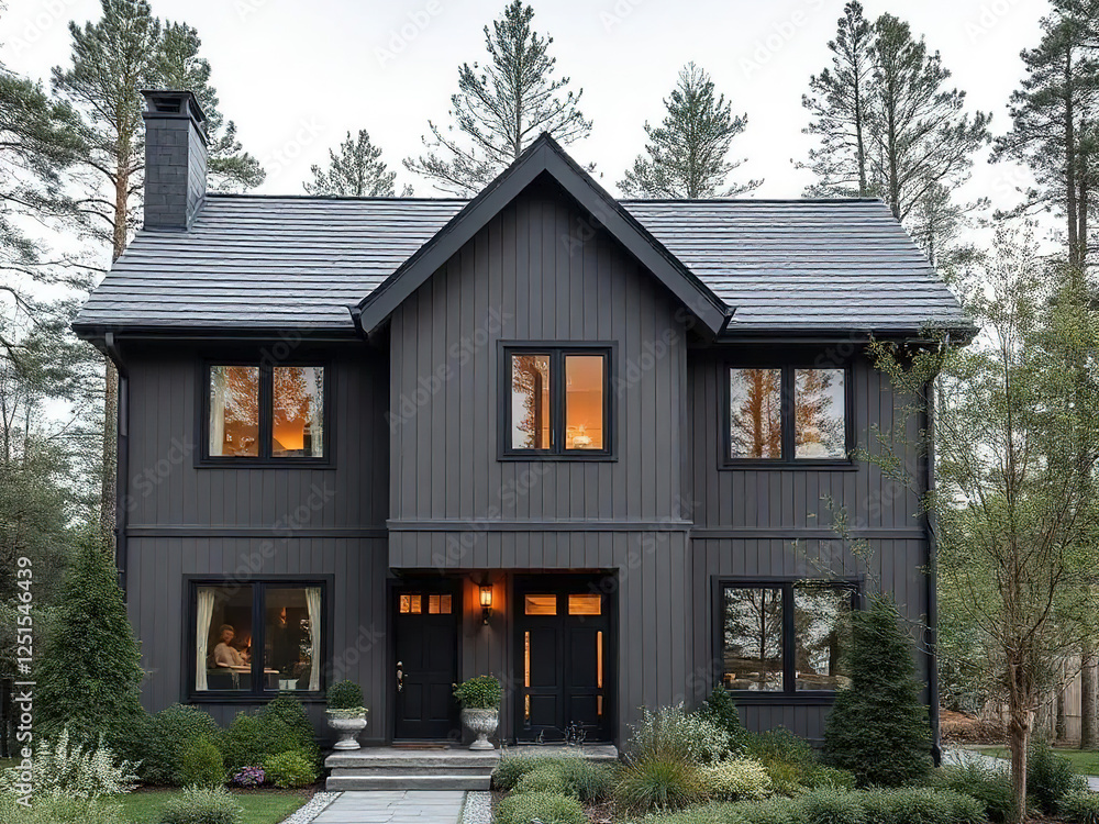 Modern villa exterior in minimal scandinavian style Modern villa exterior in minimal scandinavian style