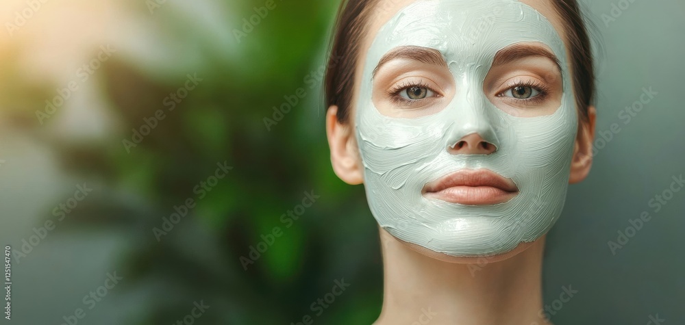 A serene woman with a green facial mask smiles softly, showcasing a soothing skincare routine amidst a natural, calming background. A serene woman with a green facial mask smiles softly, showcasing a soothing skincare routine amidst a natural, calming background.