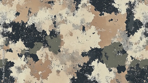 Seamless Digital Camo Pattern in Soft Earth Tones for a Muted Contemporary Camouflage Effect
