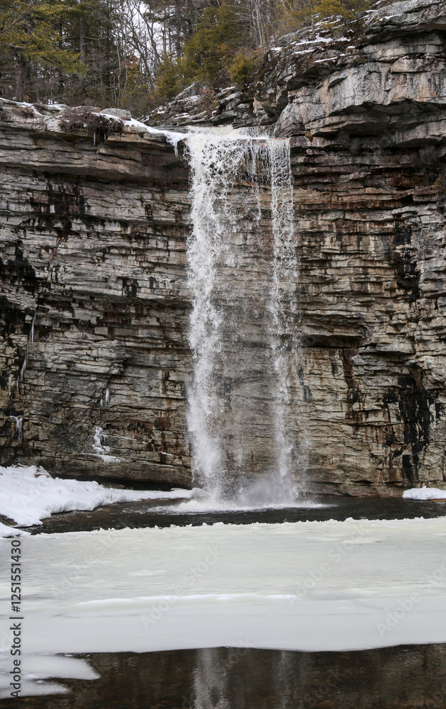 awosting falls in minnewaska state park (famous waterfall in upstate new york) covered in snow during winter woe (beautiful peaceful snowy hiking hike walking trail) travel destination awosting falls in minnewaska state park (famous waterfall in upstate new york) covered in snow during winter woe (beautiful peaceful snowy hiking hike walking trail) travel destination