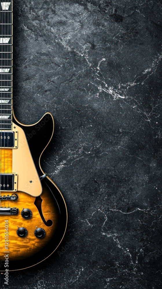 Fototapeta premium Electric Guitar on Dark Stone Background