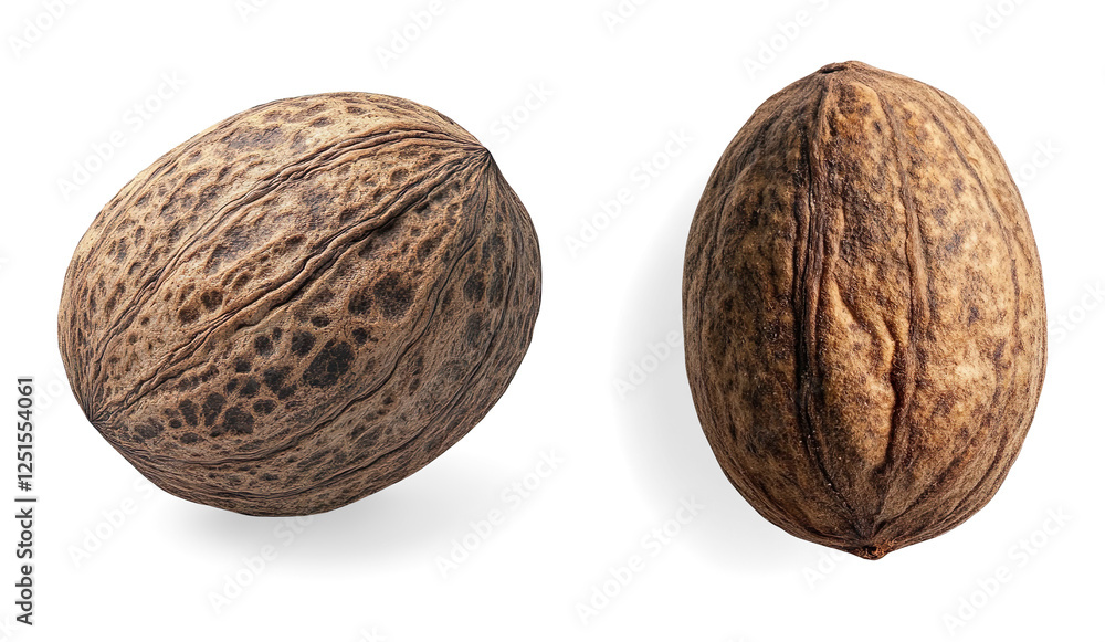 Whole Nutmeg Seed on a Transparent Background Whole Nutmeg Seed on a Transparent Background