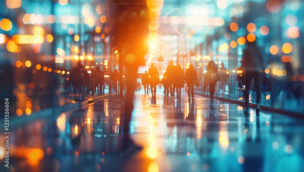 Fototapeta premium Blurred group of busy business people 