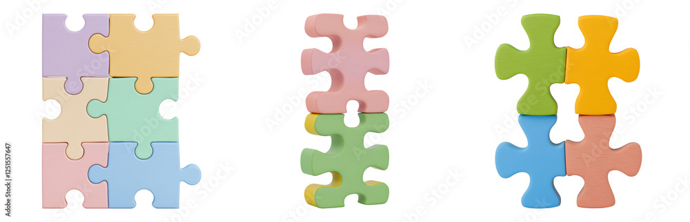 Puzzle Pieces on White Isolated on transparent background Puzzle Pieces on White Isolated on transparent background