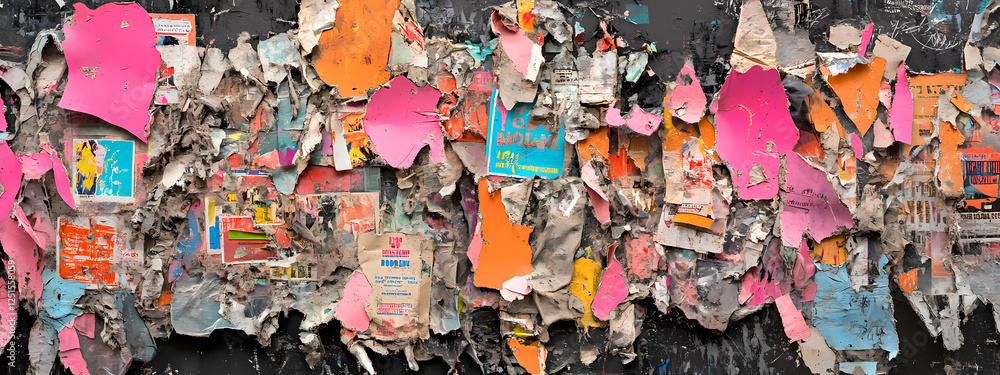 Naklejka premium Dynamic Graffiti-Style Collage on Weathered Surface