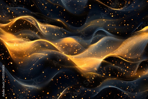 Golden Energy Waves on a Dark Background