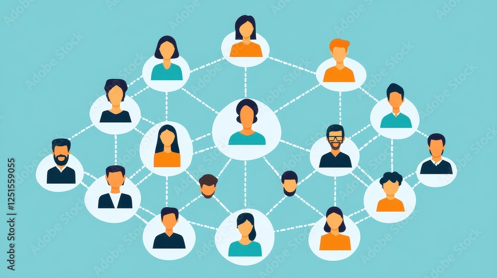 People Connecting in a Network Illustration People Connecting in a Network Illustration