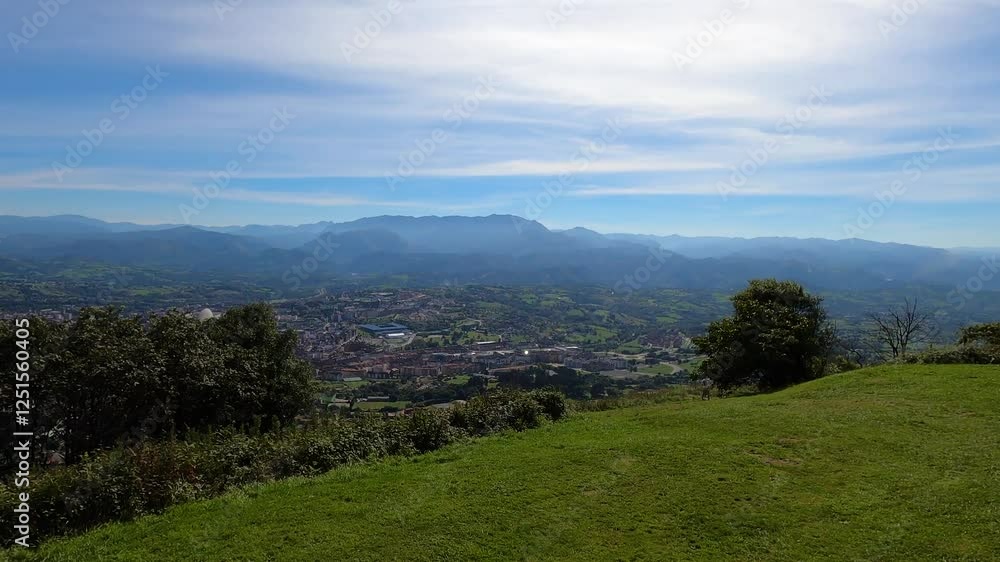 Panoramic view on Oviedo city and surrounding mountains in Oviedo, Spain Panoramic view on Oviedo city and surrounding mountains in Oviedo, Spain