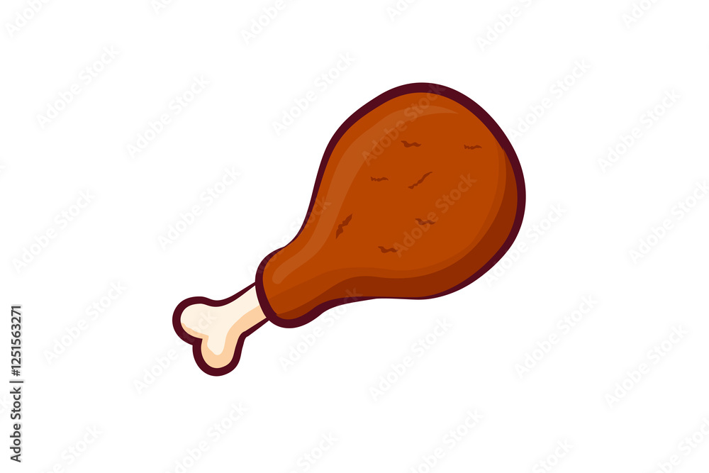 Simple fried chicken leg icon, hot chicken leg vector on white background. Simple fried chicken leg icon, hot chicken leg vector on white background.