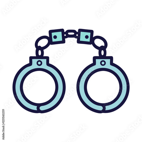 Modern Police Handcuffs Illustration with Clean Layers.