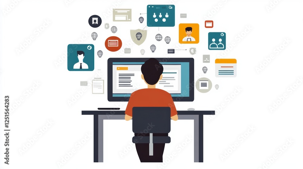 Man with laptop vector illustration Man with laptop vector illustration
