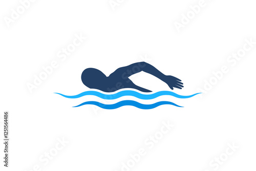 Simple swimming icon, swimming 
 person logo vector illustration for swimming sport.