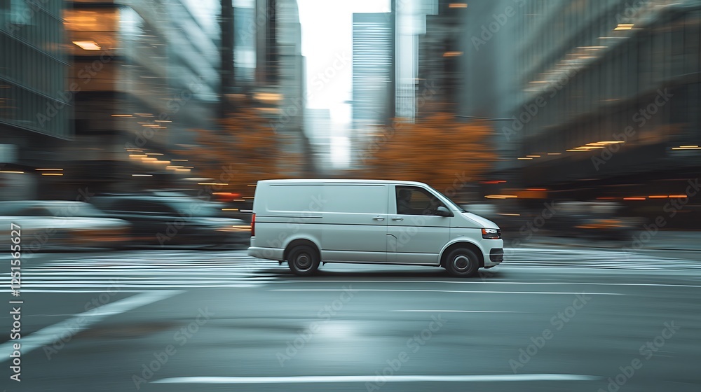 Fototapeta premium Cargo truck inside warehouse with lights wallpapers