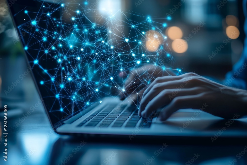 Programmer working on deep learning, artificial intelligence and machine learning using laptop Programmer working on deep learning, artificial intelligence and machine learning using laptop