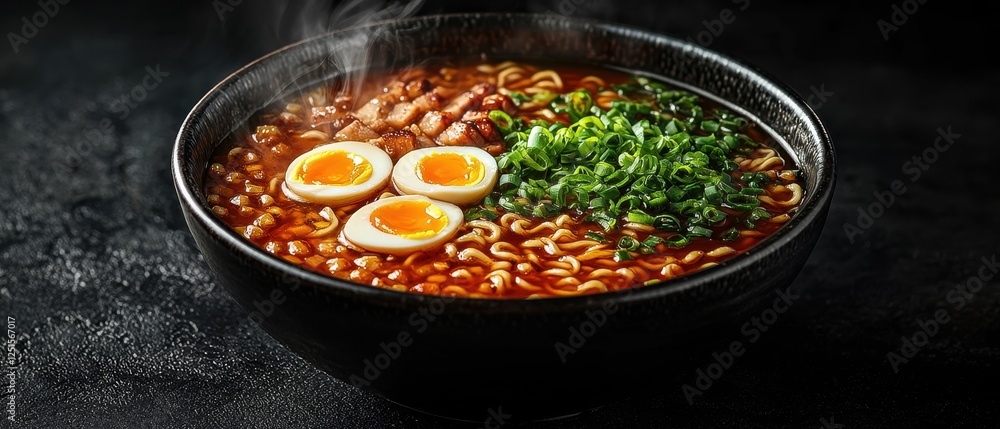 Steaming Hot Delicious Japanese Ramen Noodles in Rich Savory Broth Stock Footage Authentic Asian Cuisine Soup Bowl Comfort Food Images