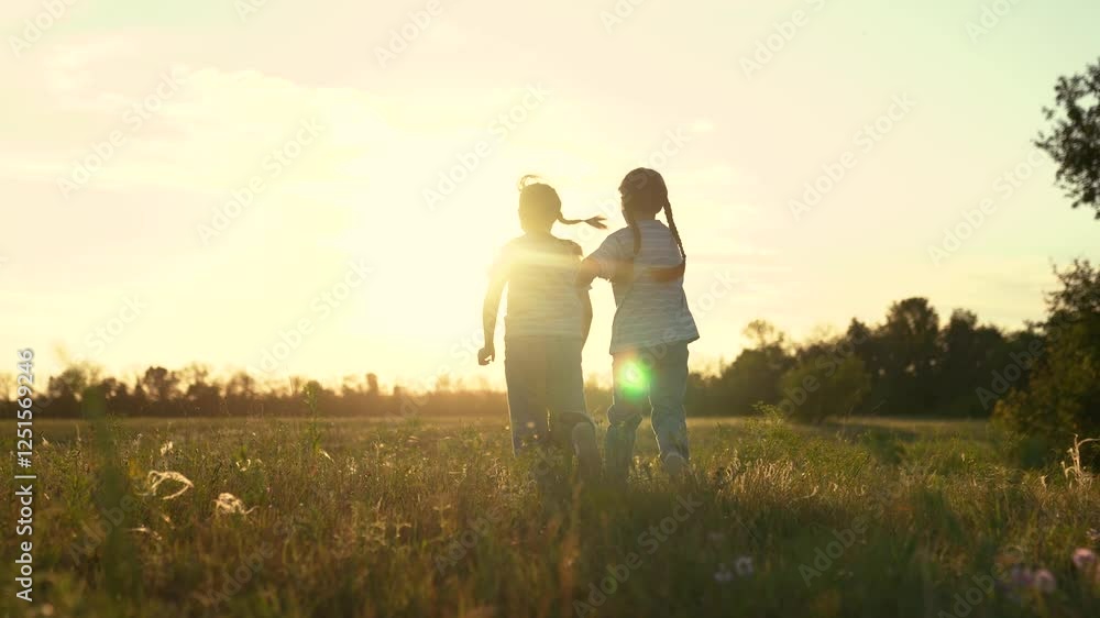 children running, children running in nature at sunset, Children running through sunny meadow, Joyful playtime sunset, Siblings enjoying outdoors, Carefree childhood moments, serene field adventure children running, children running in nature at sunset, Children running through sunny meadow, Joyful playtime sunset, Siblings enjoying outdoors, Carefree childhood moments, serene field adventure