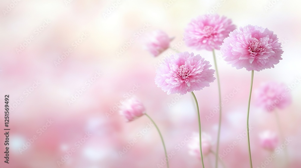 Pink flowers blooming, soft focus background, garden, springtime, greeting card Pink flowers blooming, soft focus background, garden, springtime, greeting card