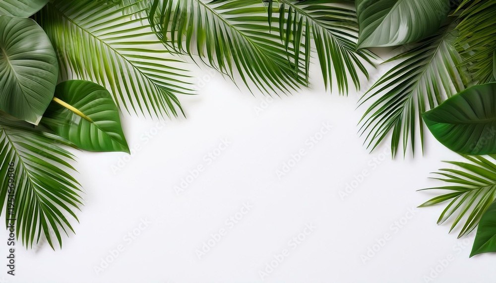 tropical tree branches with leaves isolated on a white background creating a lush green foliage backdrop and providing room for a copy space image tropical tree branches with leaves isolated on a white background creating a lush green foliage backdrop and providing room for a copy space image