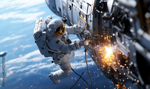 A daring extravehicular activity as an astronaut repairs vital equipment.
