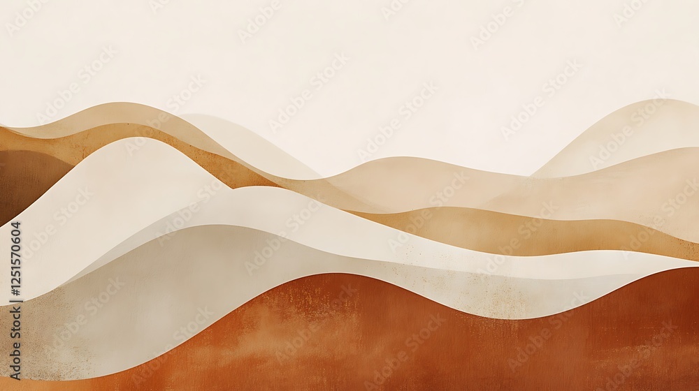 Abstract Beige and Brown Wavy Landscape Art Abstract Beige and Brown Wavy Landscape Art