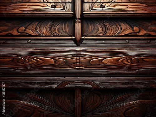 Intricate Wooden Paneling with Symmetrical Design photo