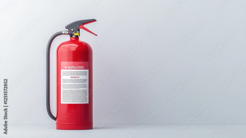 Red Fire Extinguisher on a Minimalist Background for Safety and Emergency Preparedness Concepts Red Fire Extinguisher on a Minimalist Background for Safety and Emergency Preparedness Concepts