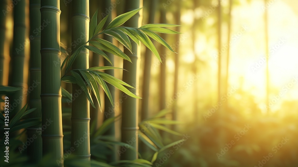 Obraz premium Sunset Bamboo Forest Serenity Background