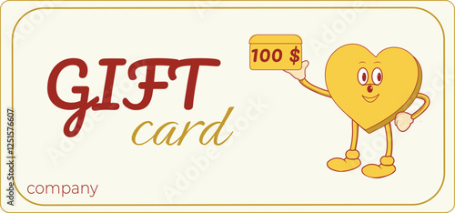 Gold Heart Gift Card Certificate Gold Gold Frame $100 $100 Card Design Heart