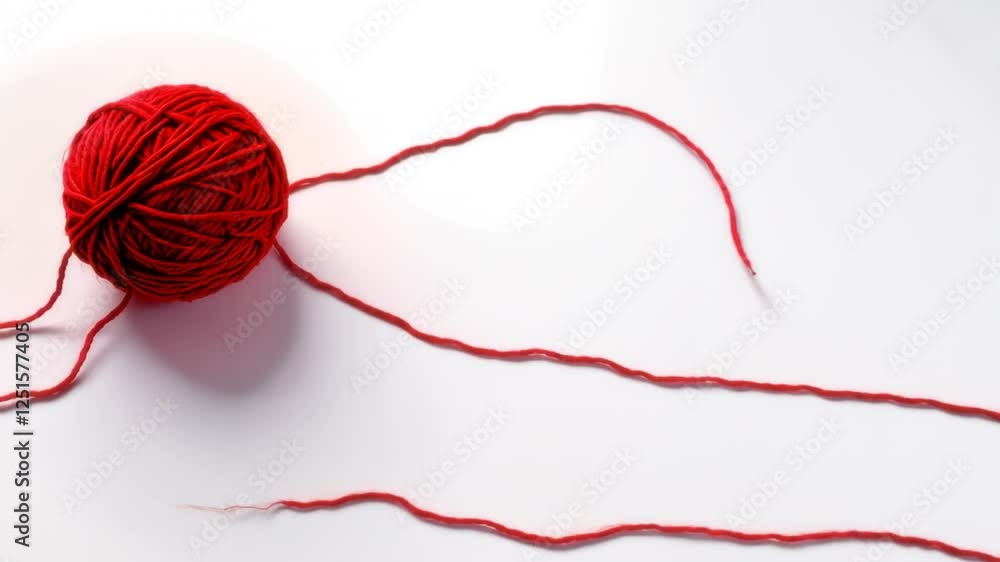 Red Yarn Ball and Loose Threads: A Simple Still Life Red Yarn Ball and Loose Threads: A Simple Still Life