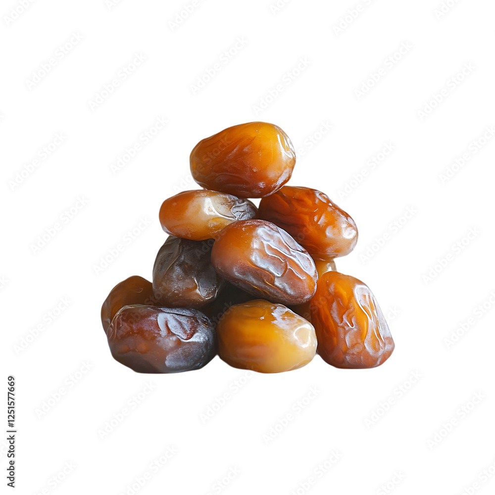 Obraz premium A group of flying dates isolated on a transparent background