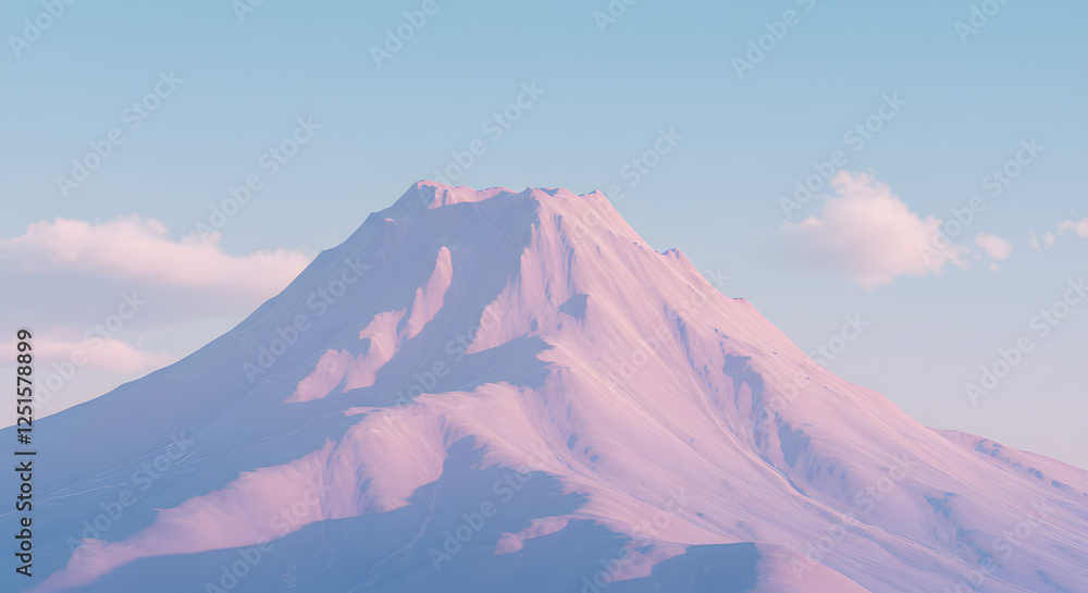 Naklejka premium Majestic Mountain Peak with Snow and Blue Sky Peaceful Landscape