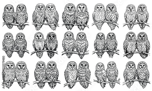 Barred Owl Coloring Page for Kids with Cute Line Art, Adults in Line Drawing, Perfect for Children's Activity Books or Toddler Fun. Isolated on White Background, Ideal for Creative Exploration and Fun